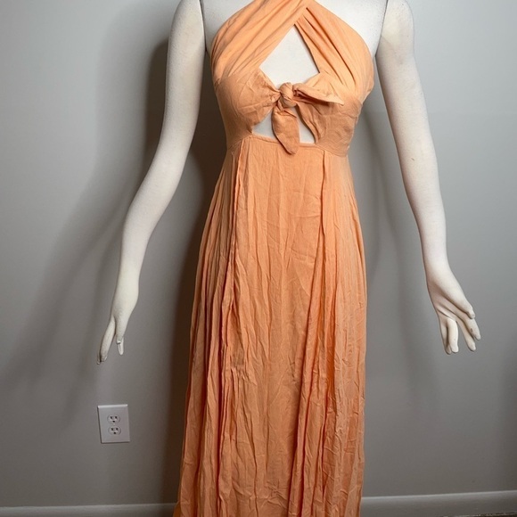 Free People The Endless Summer Peach My Long Time Love Maxi Halter Dress Size XS - Picture 3 of 9